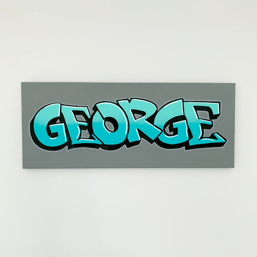 Wall Inclusive | Personalised Graffiti Turquoise Name Canvas